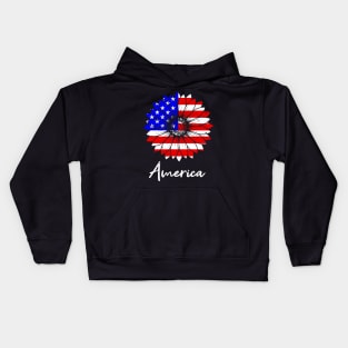 America USA Sun Flower Gift Kids Hoodie